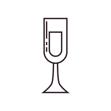 Champagne cup line style icon design, Alcohol drink bar beverage liquid menu surprise restaurant and celebration theme Vector illustrationのイラスト素材