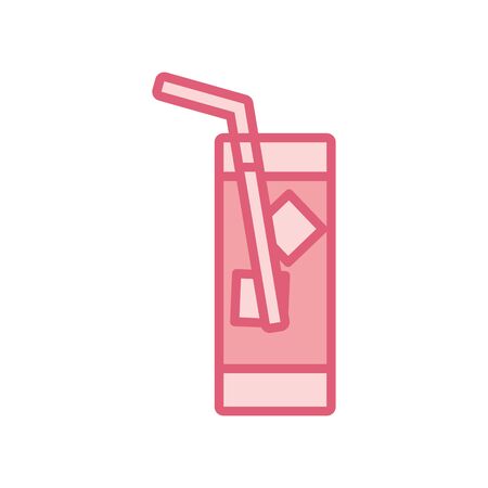 soda glass drink line style icon design, Beverage liquid menu restaurant lunch refreshment kitchen and meal theme Vector illustrationのイラスト素材