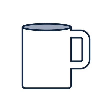 Coffee mug half line half color style icon design of time drink breakfast beverage shop morning store aroma and caffeine theme Vector illustrationのイラスト素材