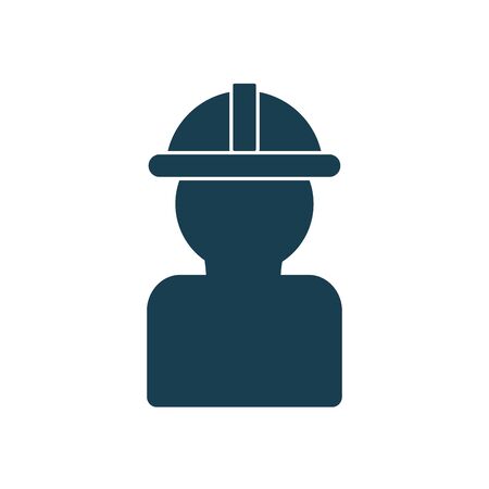 Builder man with helmet silhouette style icon design of Construction working maintenance worker job workshop repairing and progress theme Vector illustrationのイラスト素材