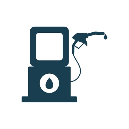 gasoline station silhouette style icon design, Oil industry Gas energy fuel technology power industrial production and petroleum theme Vector illustrationのイラスト素材