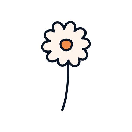 Natural flower line fill style icon design, floral nature plant ornament garden decoration and botany theme Vector illustrationのイラスト素材