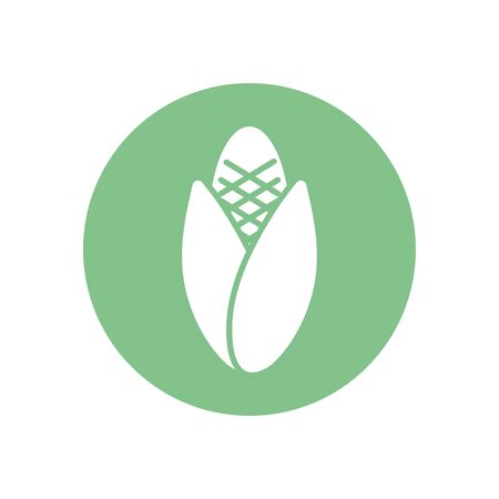 corn silhouette block style icon design, agronomy farm lifestyle agriculture harvest rural farming and country theme Vector illustrationのイラスト素材