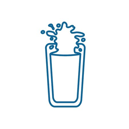 milk glass line style icon design, Drink dairy beverage breakfast fresh natural healthy product and calcium theme Vector illustrationのイラスト素材