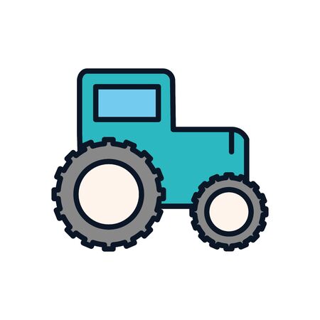 Tractor line fill style icon design, agronomy farm lifestyle agriculture harvest rural farming and country theme Vector illustrationのイラスト素材