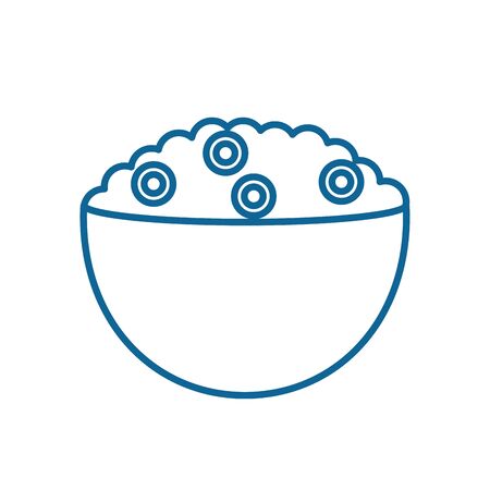 milk cereal bowl line style icon design, Drink dairy beverage breakfast fresh natural healthy product and calcium theme Vector illustrationのイラスト素材