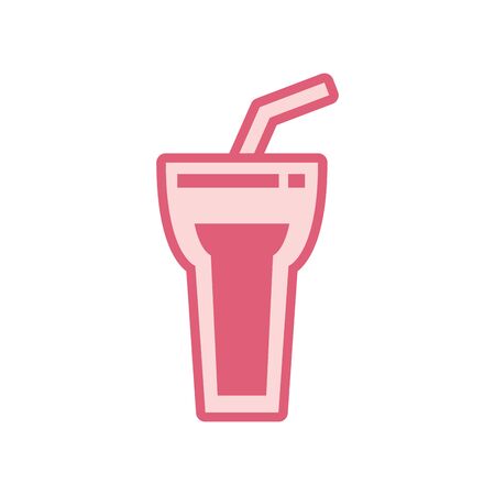 soda glass drink line style icon design, Beverage liquid menu restaurant lunch refreshment kitchen and meal theme Vector illustrationのイラスト素材