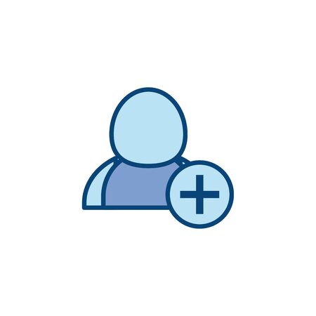 Avatar and plus sign line and fill style icon design of Person profile social communication human user partnership member and figure theme Vector illustrationのイラスト素材