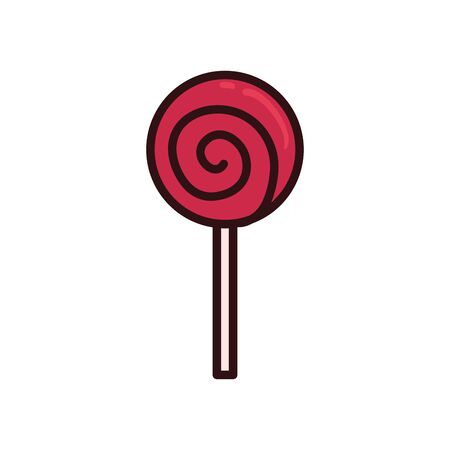 Sweet candy line and fill style icon design, Sugar caramel bonbon food dessert snack tasty and vintage theme Vector illustrationのイラスト素材