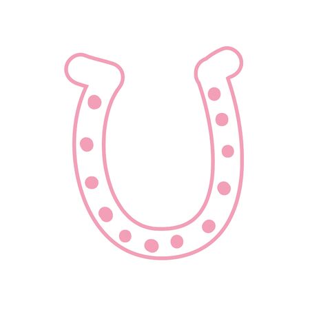 horseshoe line style icon, Shoe lucky horse luck retro talisman fortune equipment and old theme Vector illustrationのイラスト素材