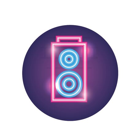 speaker neon style icon design, Music sound melody song musical art and composition theme Vector illustrationのイラスト素材