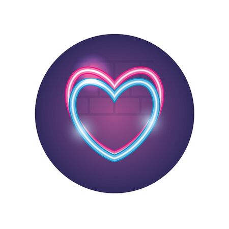 Heart neon style icon design of love passion romantic valentines day wedding decoration and marriage theme Vector illustrationのイラスト素材