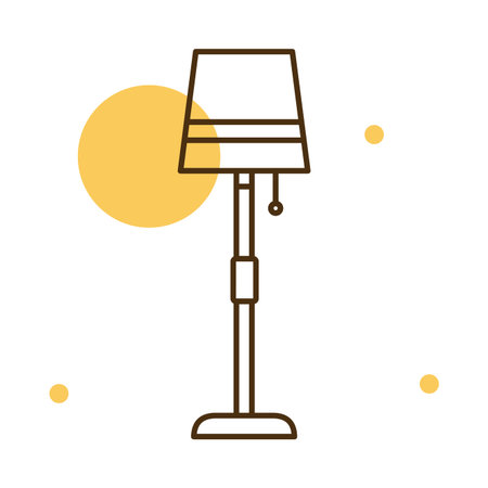 lamp block and line style icon design, Home room decoration interior living building apartment and residential theme Vector illustrationのイラスト素材
