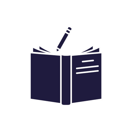 open book and pencil silhouette style icon design, Education literature read library school university information learning and text theme Vector illustrationのイラスト素材