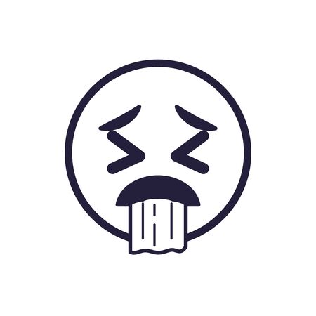 Sick emoji face flat style icon design, Cartoon expression cute emoticon character profile facial toy adorable and social media theme Vector illustrationのイラスト素材