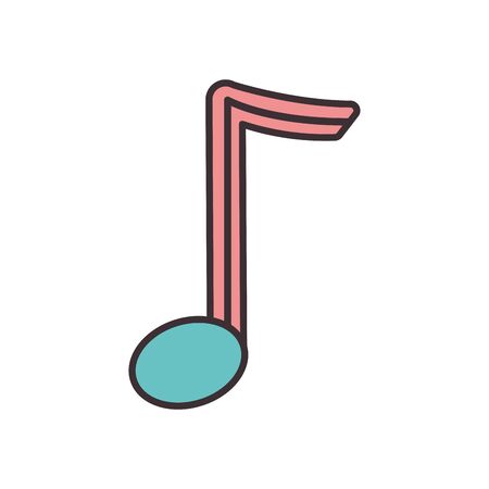 Note line fill style icon design, Music sound melody song musical art and composition theme Vector illustrationのイラスト素材