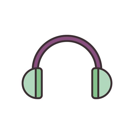 headphones line fill style icon design, Music sound melody song musical art and composition theme Vector illustrationのイラスト素材