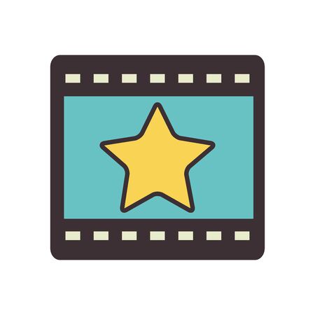 Star inside movie strip line fill style icon design, Cinema video film media entertainment show motion and presentation theme Vector illustrationのイラスト素材