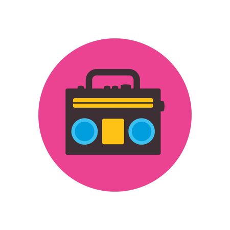 retro tape recorder flat block style icon design, Music sound melody song musical art and composition theme Vector illustrationのイラスト素材