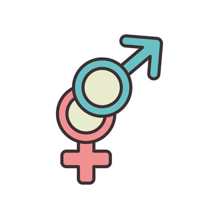 Female and male gender line fill style icon design, Sexual orientation identity human people relationship love connection and sex theme Vector illustrationのイラスト素材