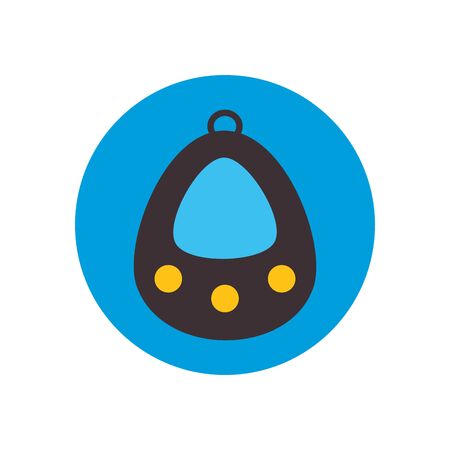 tamagotchi flat block style icon design, Videogame play leisure gaming technology entertainment obsession digital and lifestyle theme Vector illustrationのイラスト素材