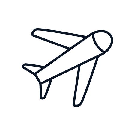 Airplane line style icon design, Plane vehicle transportation fly air travel aircraft flight aviation and sky theme Vector illustrationのイラスト素材