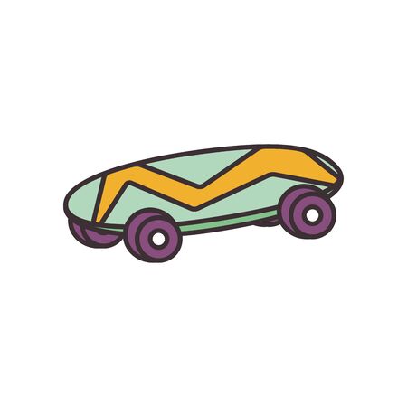 skateboard line fill style icon design, urban sport hobby street game casual equipment toy and play theme Vector illustrationのイラスト素材