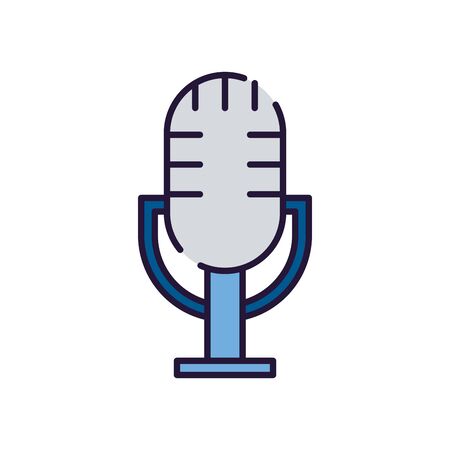 microphone fill style icon design, Music sound melody song musical art and composition theme Vector illustrationのイラスト素材