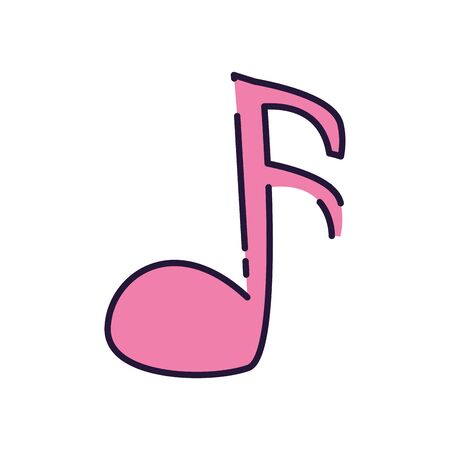note fill style icon design, Music sound melody song musical art and composition theme Vector illustrationのイラスト素材