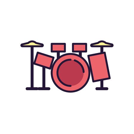 drum kit fill style icon design, Music sound melody song musical art and composition theme Vector illustrationのイラスト素材