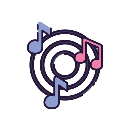 notes fill style icon design, Music sound melody song musical art and composition theme Vector illustrationのイラスト素材
