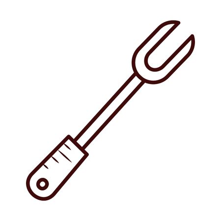 meat fork line style icon design, Cook kitchen Eat food restaurant home menu dinner lunch cooking and meal theme Vector illustrationのイラスト素材
