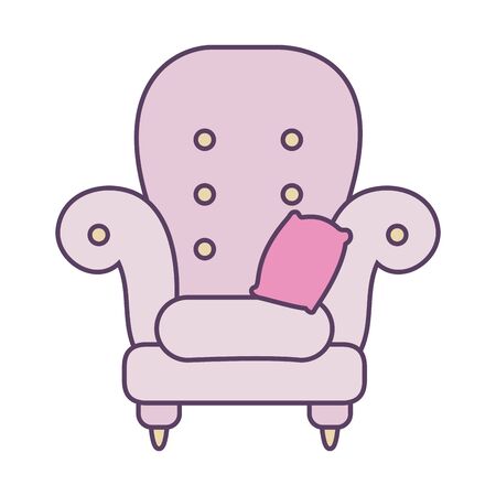 chair line and fill style icon design, seat furniture interior home comfortable style and object theme Vector illustrationのイラスト素材
