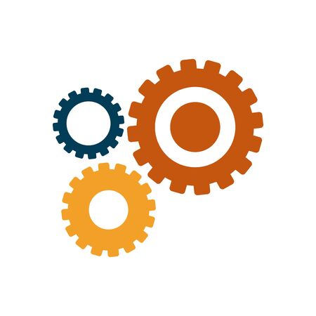 Gears flat style icon design, construction work repair machine part technology industry and technical theme Vector illustrationのイラスト素材