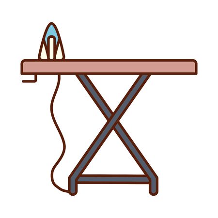iron and ironing board line and fill style icon design, House home electronic equipment tool apartment technology interior and household theme Vector illustrationのイラスト素材