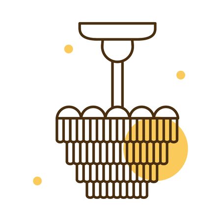 lamp block and line style icon design, Home room decoration interior living building apartment and residential theme Vector illustrationのイラスト素材