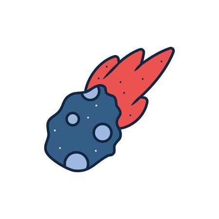 Asteroid line fill style icon of Space futuristic cosmos outside universe astronomy adventure and exploration theme Vector illustrationのイラスト素材