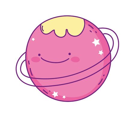 planet cartoon design, expression cute character funny and emoticon theme Vector illustrationのイラスト素材