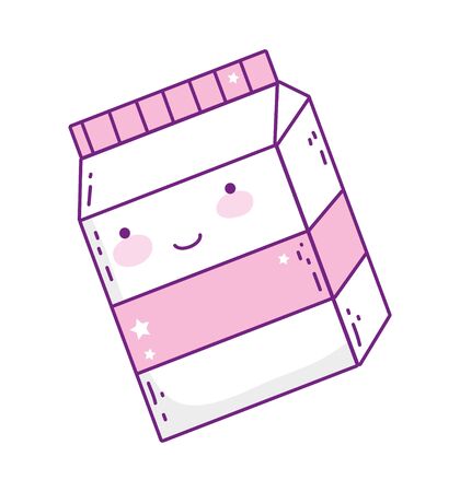 milk box cartoon design, Kawaii expression cute character funny and emoticon theme Vector illustrationのイラスト素材