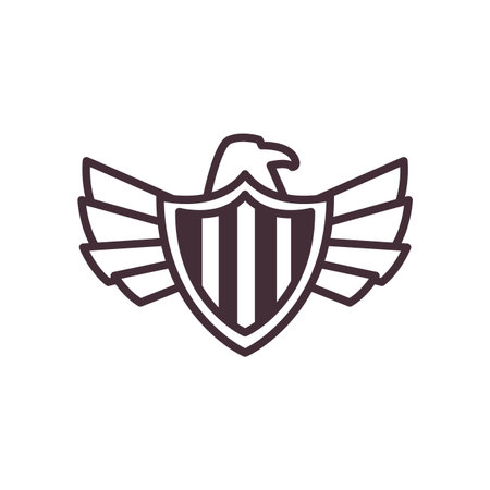 Usa eagle with flag shield line style icon design, United states america independence day nation us country and national theme Vector illustrationのイラスト素材