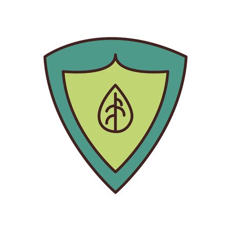 natural leaf inside shield fill style icon design of Floral nature plant garden ornament botany decoration and life theme Vector illustrationのイラスト素材