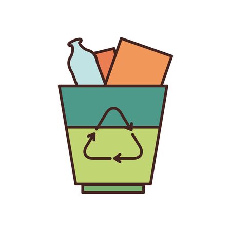 trash with recycle symbol fill style icon design, Ecology eco save green natural organic environment protection and care theme Vector illustrationのイラスト素材
