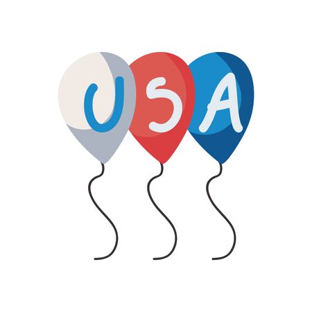 Usa balloons fill style icon design, United states america independence day nation us country and national theme Vector illustrationのイラスト素材
