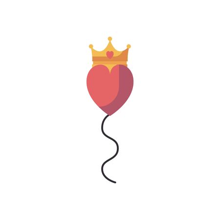 Heart balloon with crown fill style icon design of love passion romantic valentines day wedding decoration and marriage theme Vector illustrationのイラスト素材