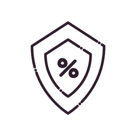 shield with percentage line style icon design of shopping commerce market store shop retail buy paying banking and consumerism theme Vector illustrationのイラスト素材
