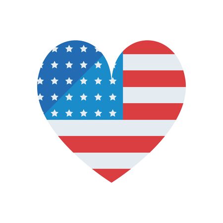 Usa heart fill style icon design, United states america independence day nation us country and national theme Vector illustrationのイラスト素材