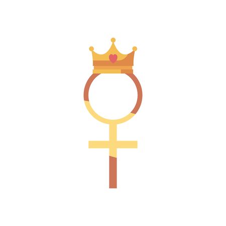Female gender with crown fill style icon design, Sexual orientation identity human people relationship love connection and sex theme Vector illustrationのイラスト素材