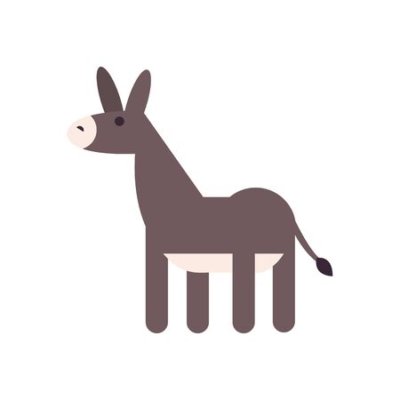 Cute donkey cartoon fill style icon design, Animal zoo life nature character childhood and adorable theme Vector illustrationのイラスト素材