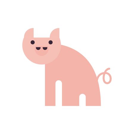 Cute pig cartoon fill style icon design, Animal zoo life nature character childhood and adorable theme Vector illustrationのイラスト素材