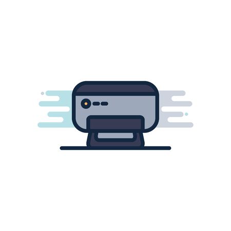 Printer line fill block style icon design, Data archive storage organize business office and information theme Vector illustrationのイラスト素材